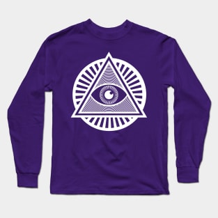 All-Seeing Illuminati Eye Symbol - White Version Long Sleeve T-Shirt